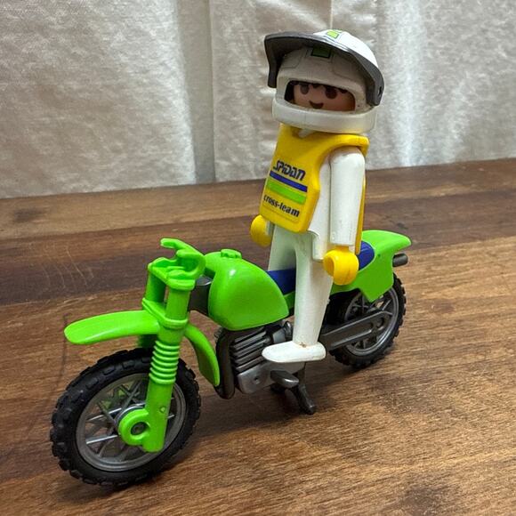 Vintage Playmobil Off-Road Motorcycle Rider Set 3301 Motocross Spidan Cross Team - Picture 2 of 7